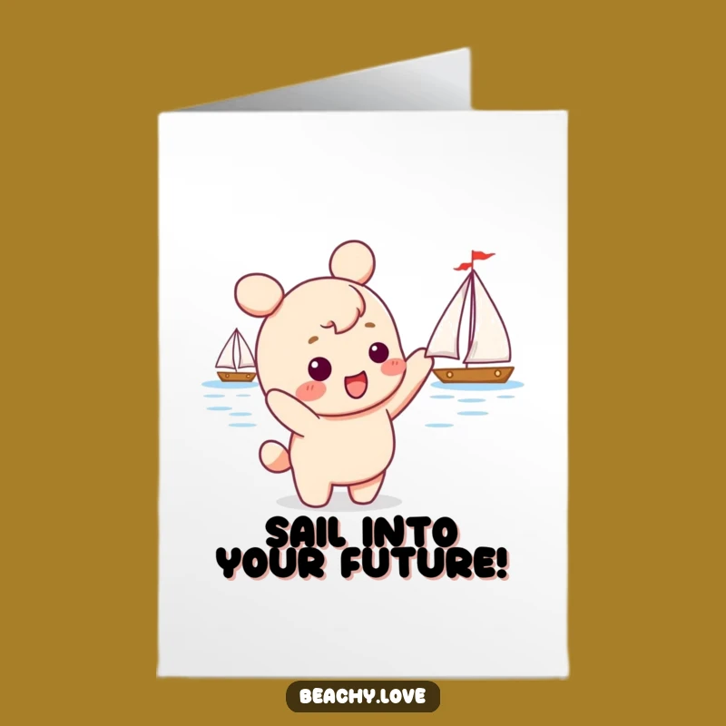 Free Printable Congrats Card: Funny Kawaii Sailboat Dreamer Downloadable