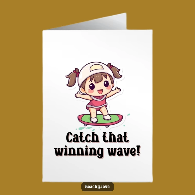 Free Printable Congrats Card: Surfing Figure Success, Awesome Ride, Hilarious Downloadable Gift