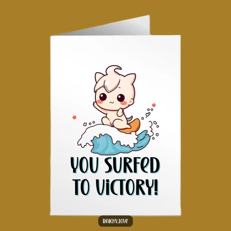 Free Printable Kawaii Wave Riding Congrats Card - Awesome Downloadable