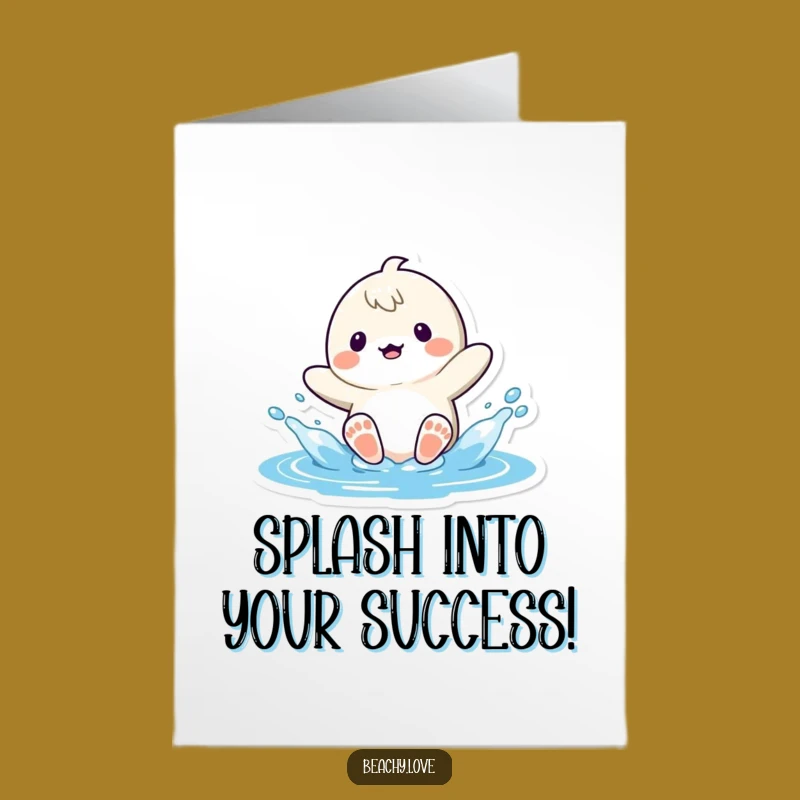 Free Printable Congrats Card: Funny Kawaii Water Splash Celebration Downloadable