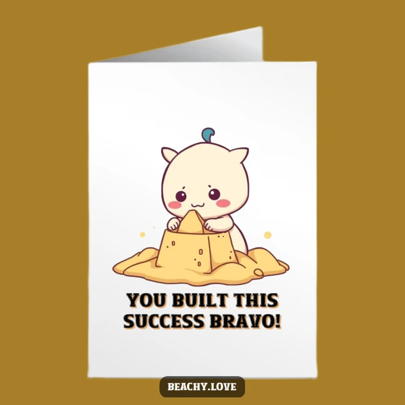 Free Printable Congratulations Card: Funny Kawaii Sandcastle Success Downloadable