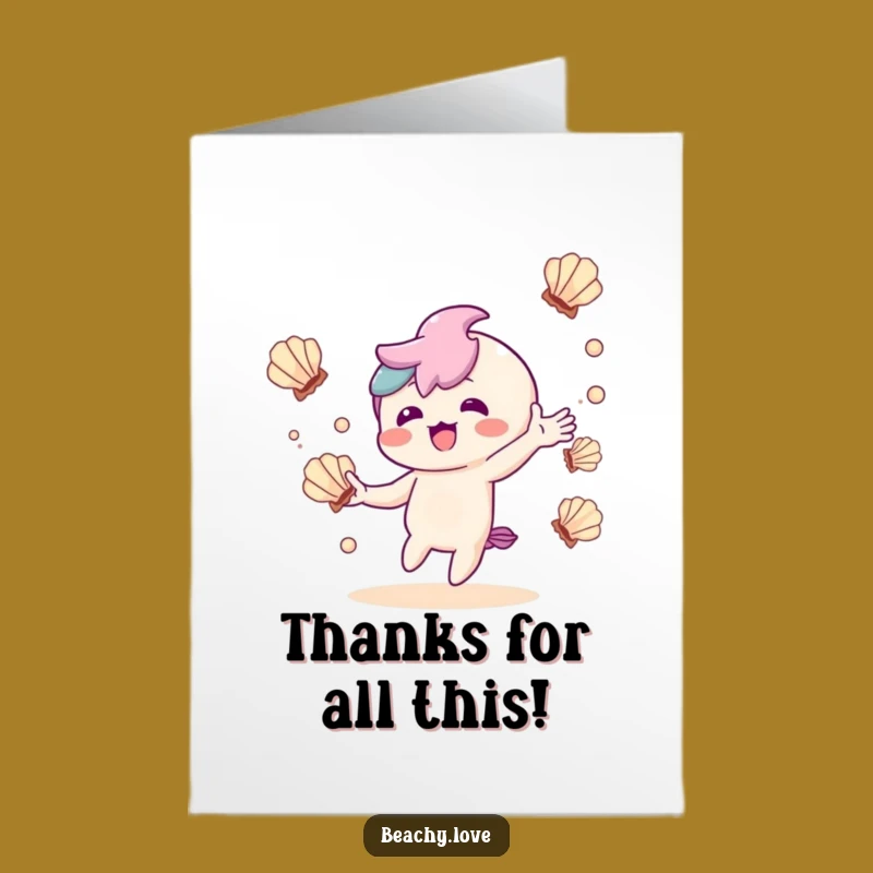 Free Printable Kawaii Seashell Juggling Thank You Card - A Delightful Thanks
