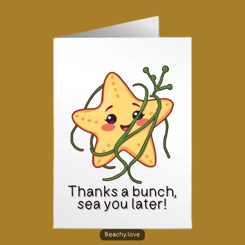 Free Printable Thank You Card: Starfish Says Thanks Hilariously! Print at home fun.