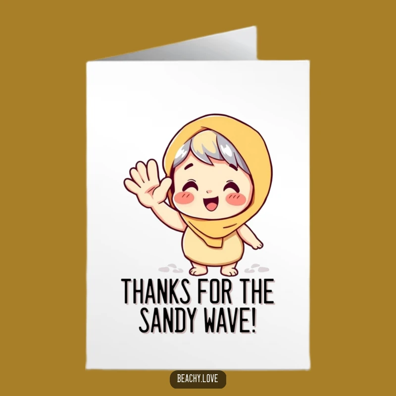 Free Printable Thank You Card: Waving Character Sandy Hand Gift