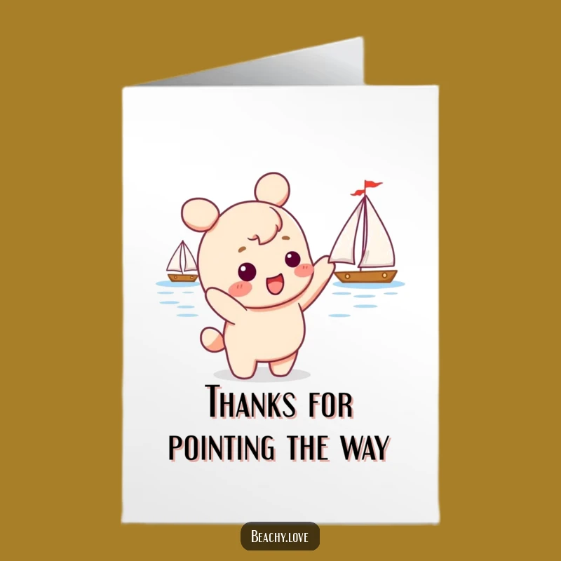 Free Printable Thank You Card: Kawaii Sailboat Pointer Expressing Thanks Downloadable