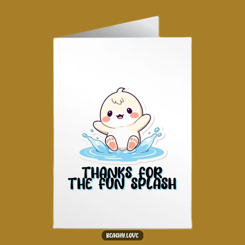 Free Printable Thank You Card: Kawaii Water Splash Expressing Thanks Downloadable