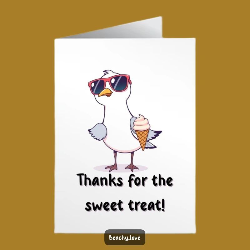 Free Printable Thank You Card: Seagull Ice Cream Thief - Funny Downloadable Gift!