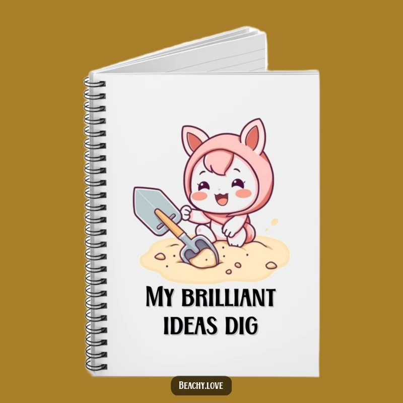 Funny Kawaii Shoveler Notebook: Joyful Sand Digging Character for Creative Notes Gift
