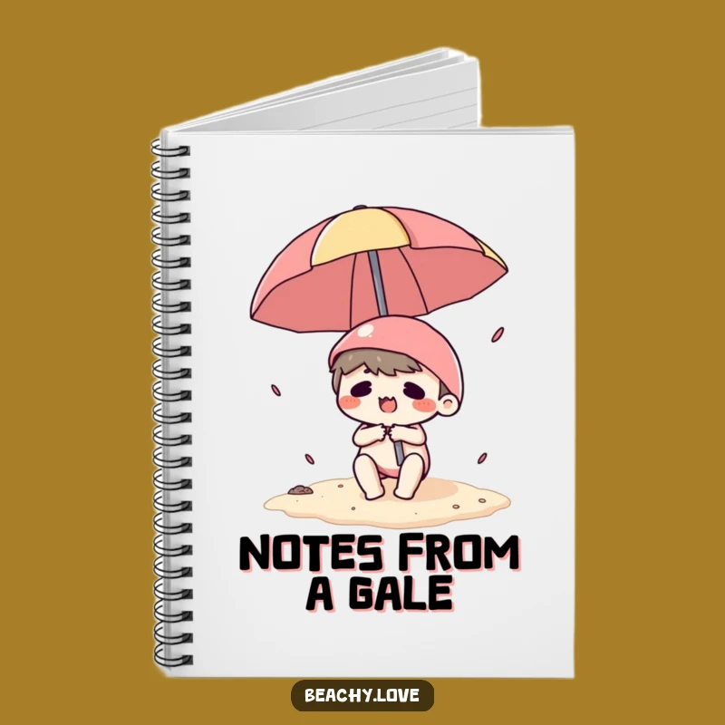 Funny Kawaii Beach Umbrella Struggle Notebook - Jot Down Hilarious Ideas