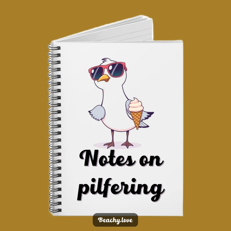 Funny Seagull Notebook - Ice Cream Bandit Log, Beach Humor Journal