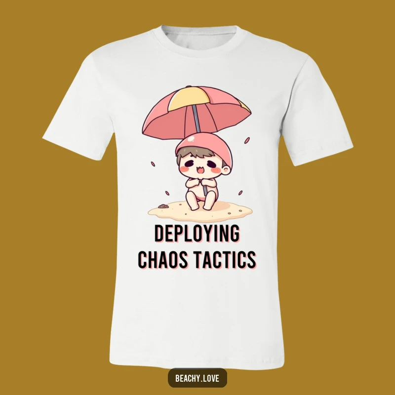 Funny Kawaii Beach Umbrella Struggle T-Shirt - Comical Summer Outfit