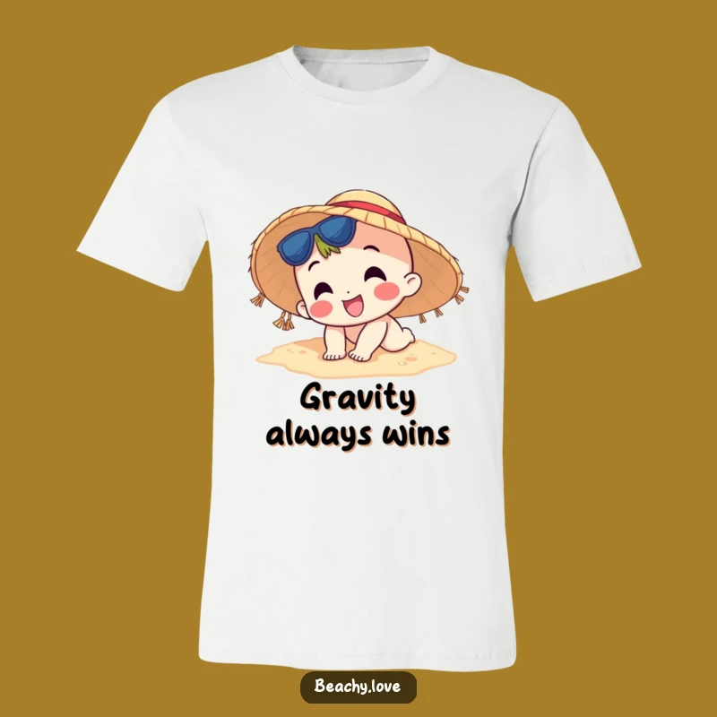 Funny Tripping Character T-Shirt - Hilarious Beach Goer Gag Tee