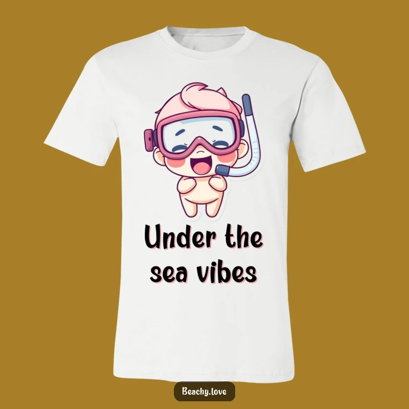 Funny Goggles Snorkel T-Shirt: Giggling Character Underwater Humor Tee