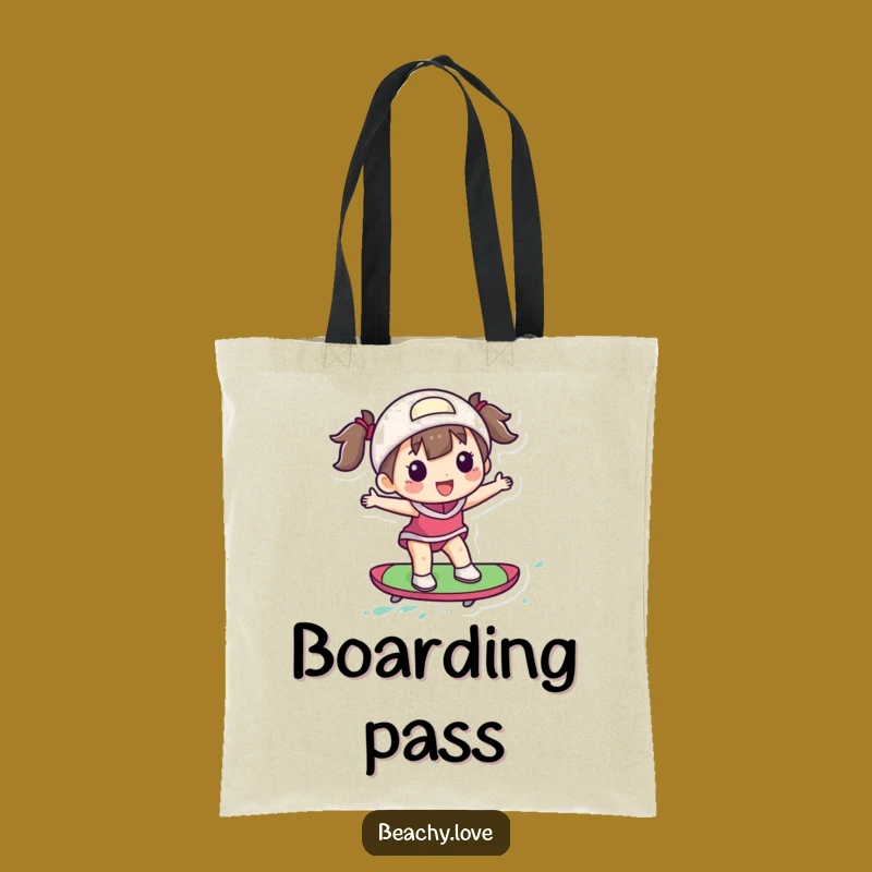 Funny Surfing Tote Bag: Delighted Rider's Beach Carryall