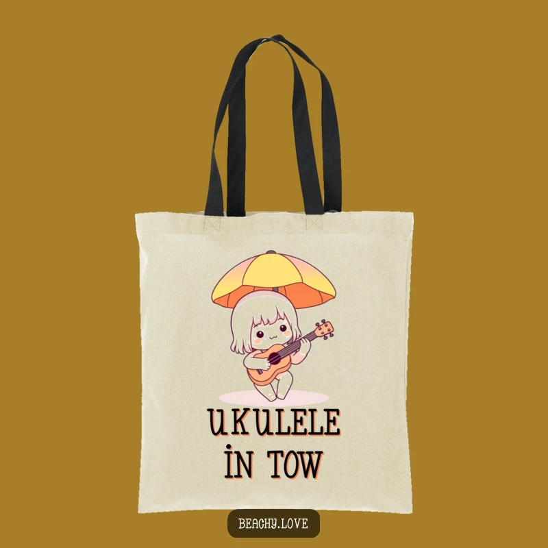Funny Beach Ukulele Tote Bag - Charming Character Eco-Friendly Carryall