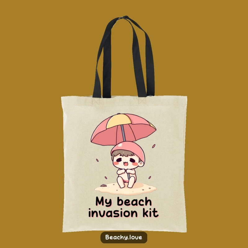Funny Kawaii Beach Umbrella Struggle Tote Bag - Chic & Hilarious Carryall