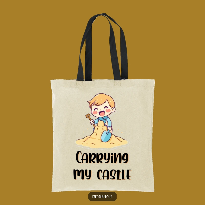 Funny Sandcastle Builder Tote Bag: Tiny Character Beach Accessory, Practical Funny Gift