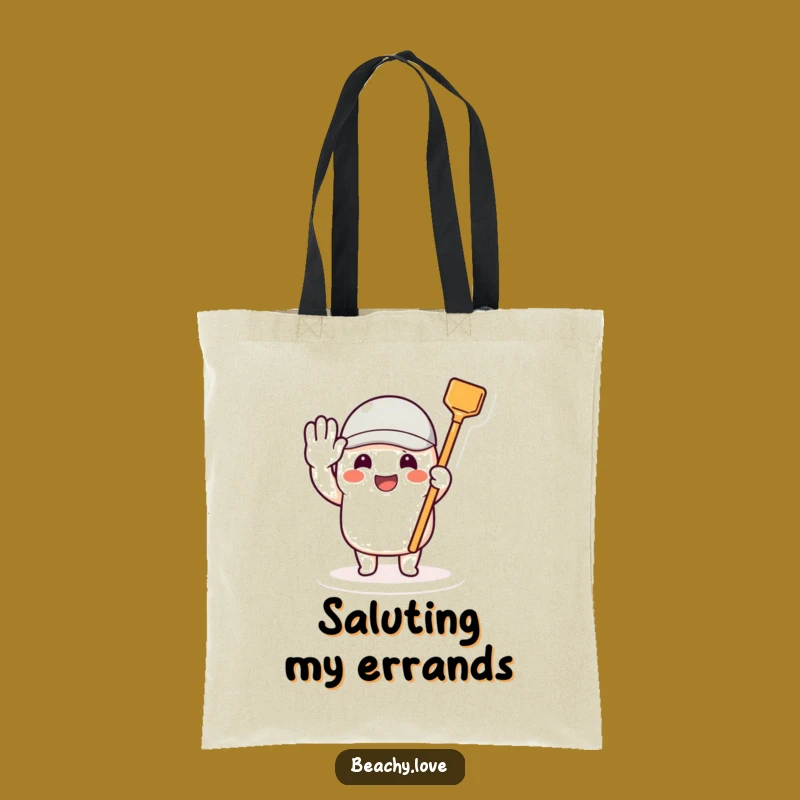 Funny Toy Shovel Tote Bag: Beaming Character Salute Shopping Gift