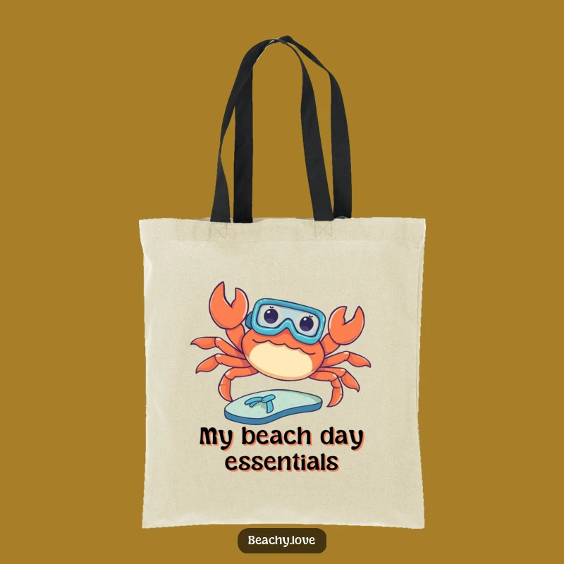 Funny Crab Tote Bag - Snorkel Sunbather, Beach Humor Carry-All