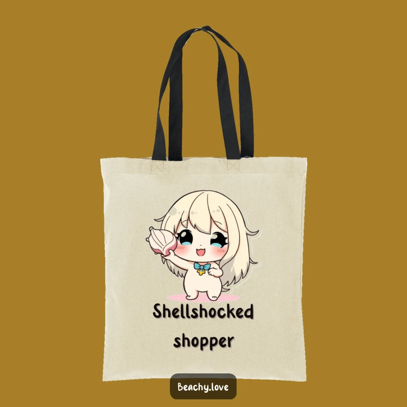Funny Seashell Dreams Tote Bag - Hopeful Character Carryall